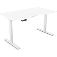 Zoom Electric Dual Motor Height Adjustable Sit Stand Office Desk Dual Purpose Reversible Scallop Top W1200xD800xH685-1185mm White Top White Frame 10 Year Warranty